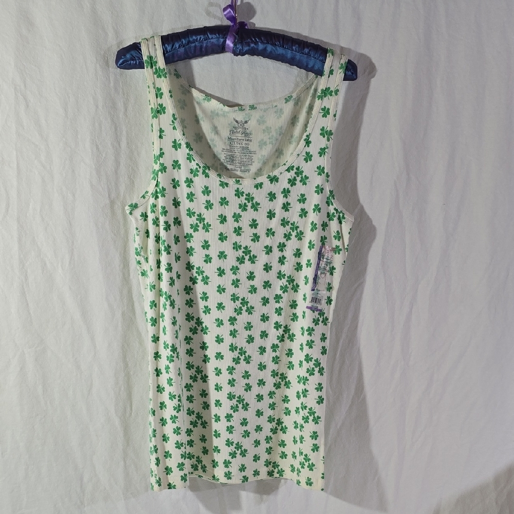 Women's Green Clover Print Tank Top